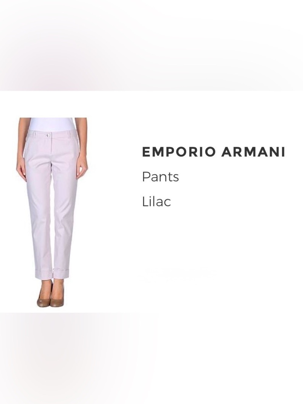 EMPORIO ARMANI (13.5”) IT38 Women's lilac Ancle CROPPED Pants Cotton